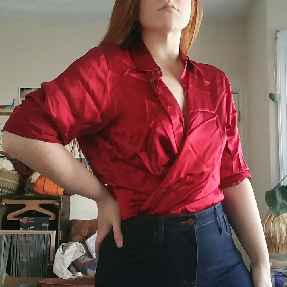 Red Silk button up
